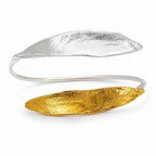Gold Olive Leaf Bracelet, Gold-Plated Sterling Silver Jewelry, Gold-Silver Cuff, Gift for Her, Birthday Gift for Women, Handmade Jewelry