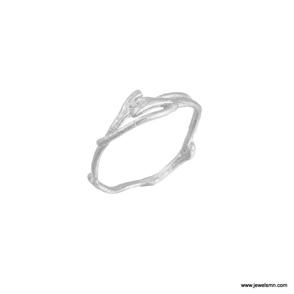Silver Jasmine Branch Ring, Sterling Silver 925 Band, Handmade Minimalist Jewelry Gift, Birthday Gift for Women, Gift for Purity and Focus