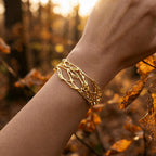 Real Jasmine Branch Bracelet, Handmade Statement Jewelry, Organic Forest Cuff, Boho Gift for Purity & Health, Sterling Silver 925