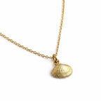 Minimalist Seashell Gold Pendant, Handmade Beach Jewelry, Organic Sea Necklace, Gift for Growth & Energy, Eco-Friendly Sterling Silver 925