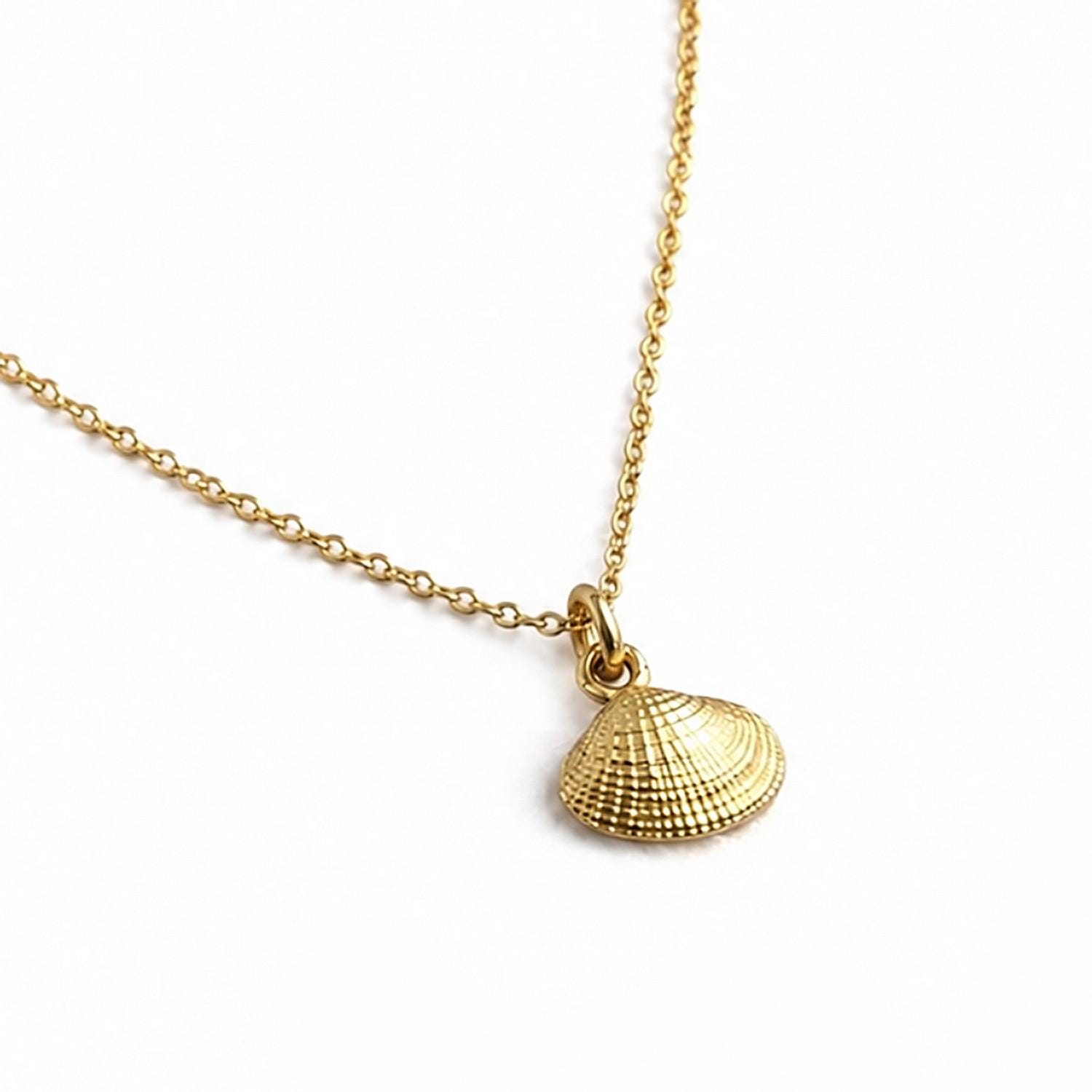 Minimalist Seashell Gold Pendant, Handmade Beach Jewelry, Organic Sea Necklace, Gift for Growth & Energy, Eco-Friendly Sterling Silver 925