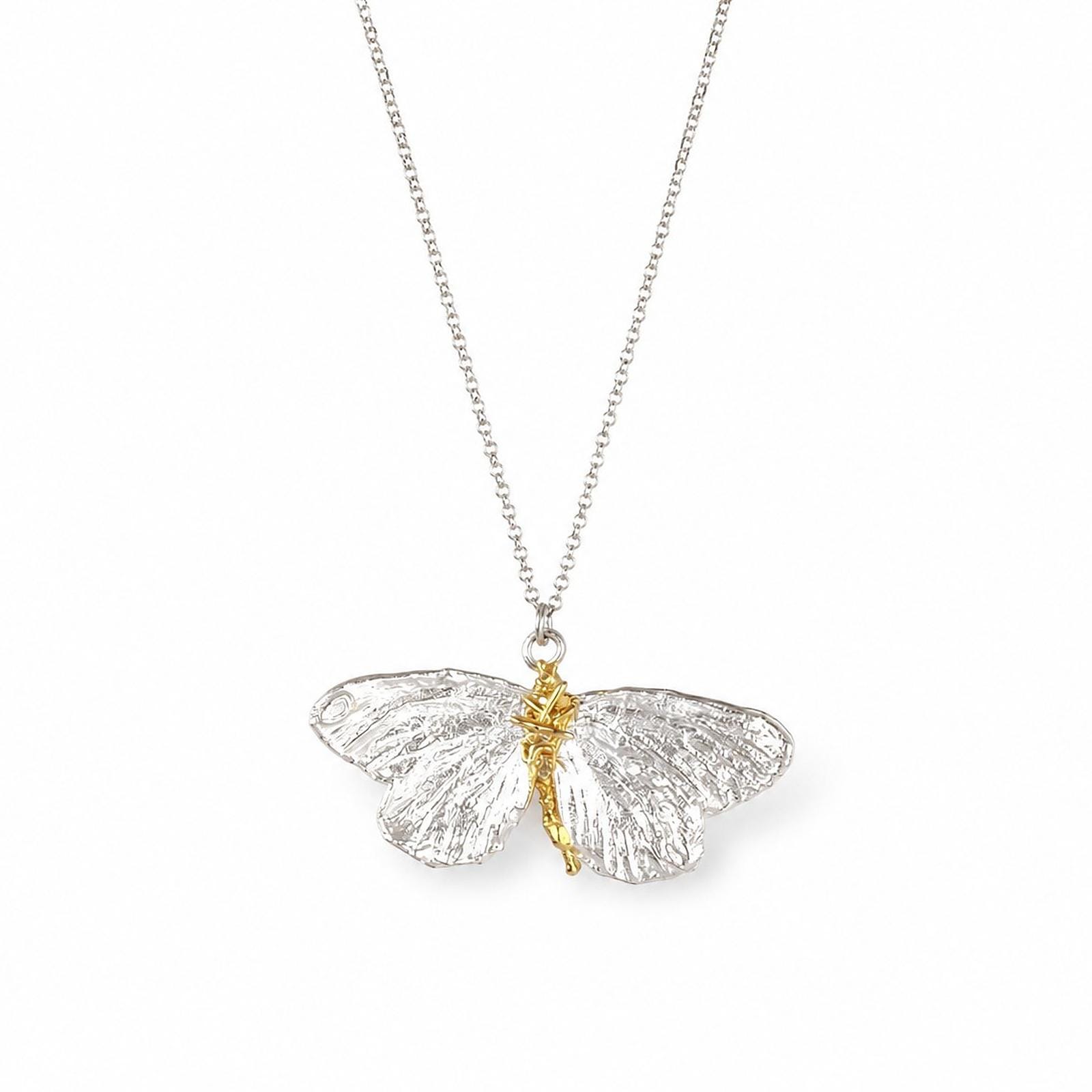 Real Butterfly Silver Necklace, Handmade Nature Jewelry, Organic Chain Pendant, Gift for Freedom & Beauty, Sterling Silver 925