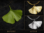 Real Gingko Biloba Necklace, 14K Gold Plated Brass Pendant, Natural Leaf Necklace, Handmade Boho Jewelry Gift, Birthday Gift for Women